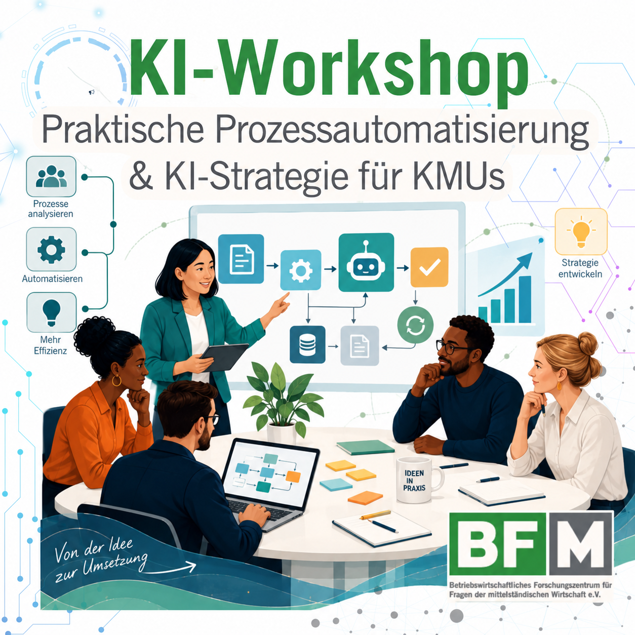 KI-Anwenderworkshop: Praktische Prozessautomatisierung & KI-Strategie für KMUs - Wiederkehrende Prozesse erkennen, bewerten und sinnvoll automatisieren