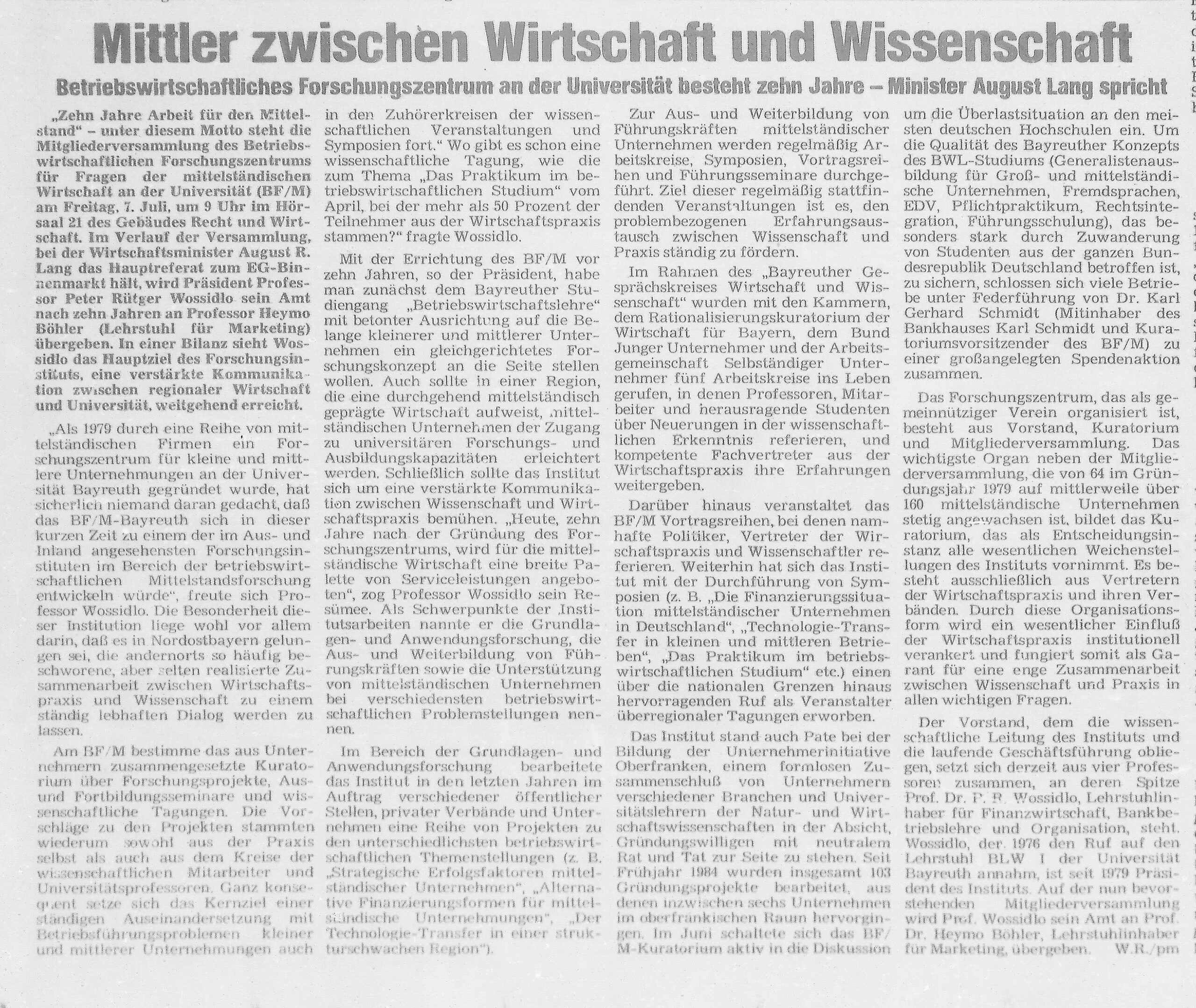 Artikel Mittler zwischen Wirtschaft und Wissenschaft